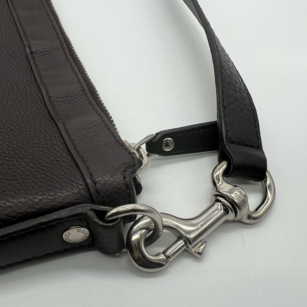 GUCCI Men's 233329 Dark Brown Pebbled Leather Adjustable Messenger Crossbody Bag - Picture 11 of 17